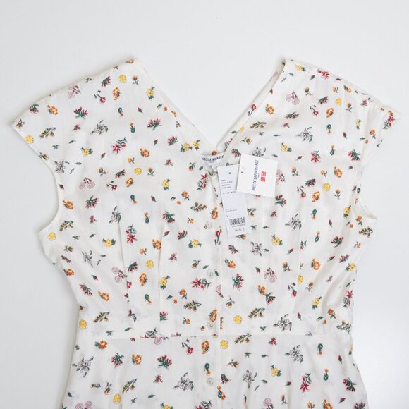 ✨ Uniqlo x Ines de la Fressange Dress Floral Sleeveless Flare Summer White - Picture 4 of 15